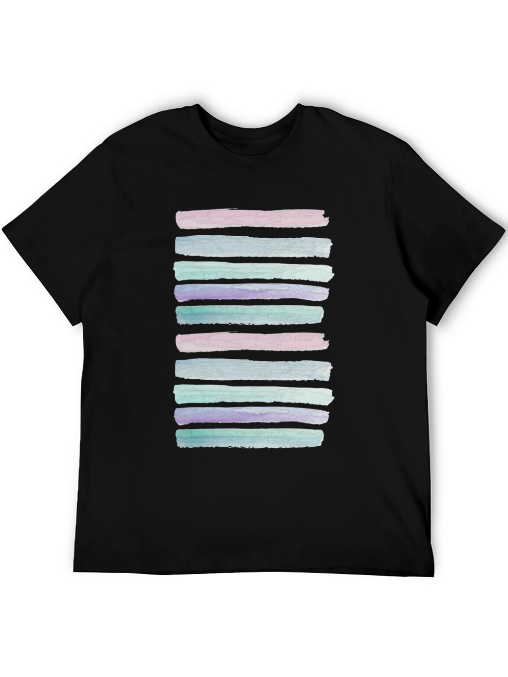 Watercolor Stripes Black T-Shirt