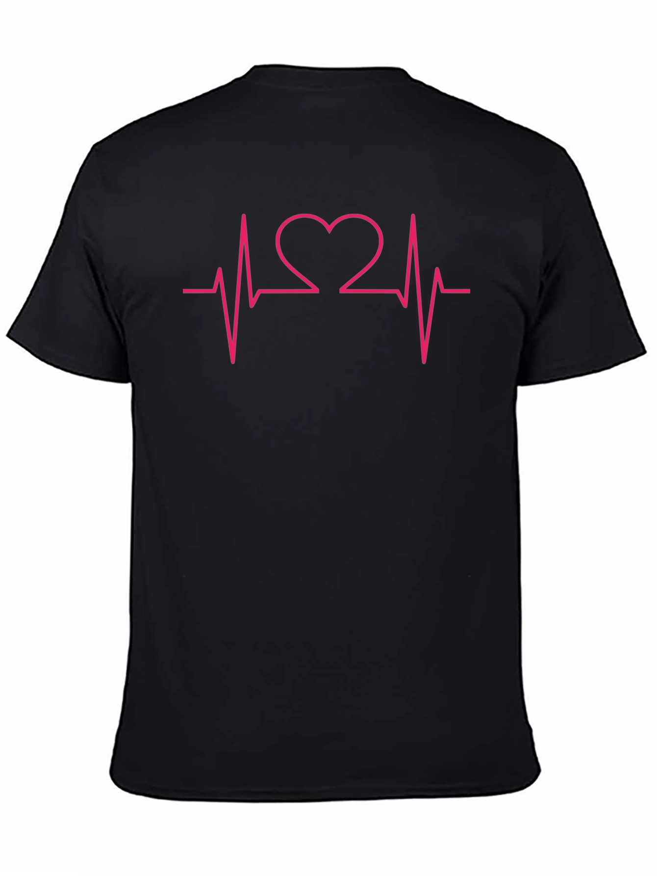 Heartbeat Heart Love Graphic Tee - Black Cotton