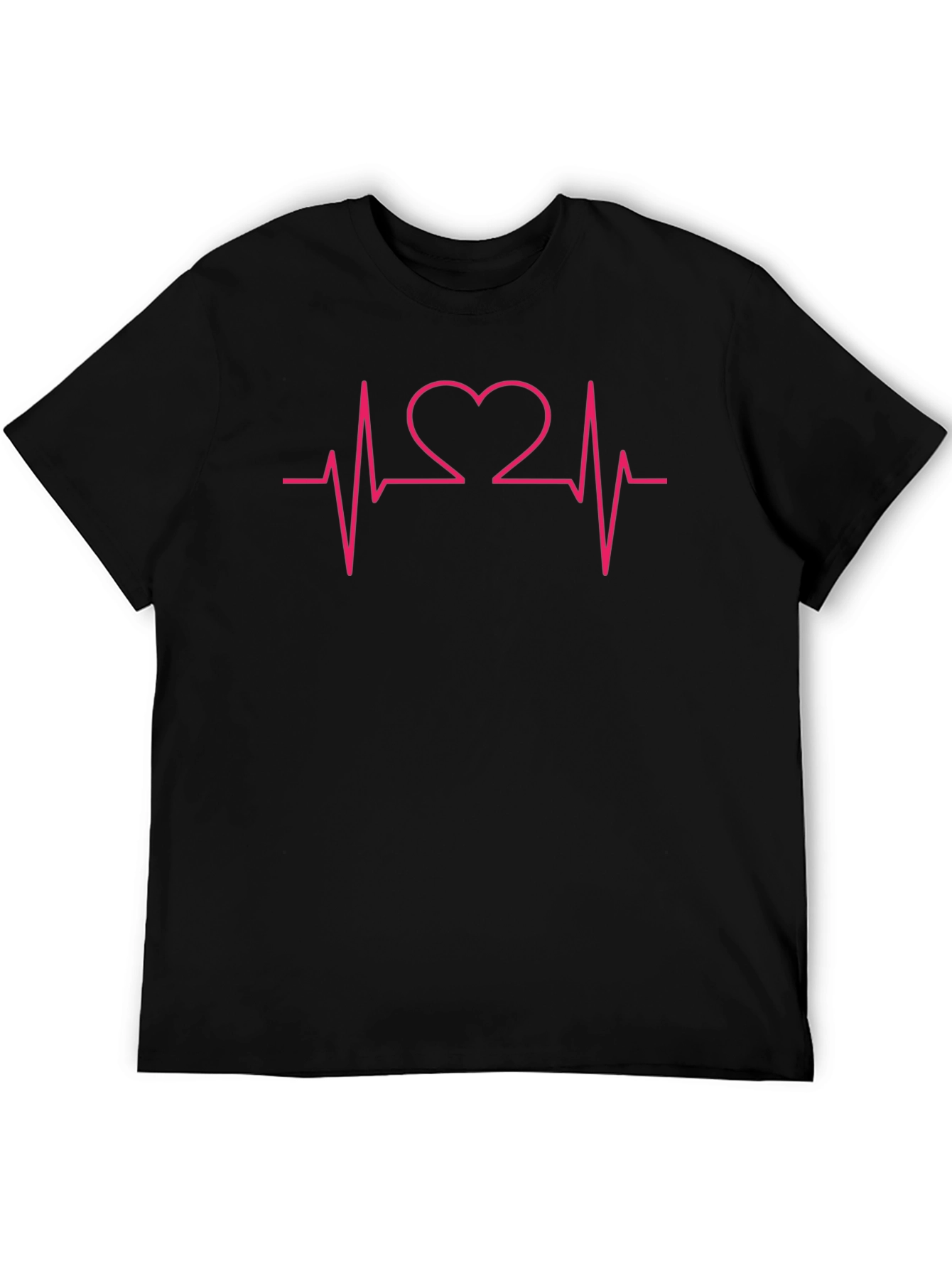 Heartbeat Heart Love Graphic Tee - Black Cotton