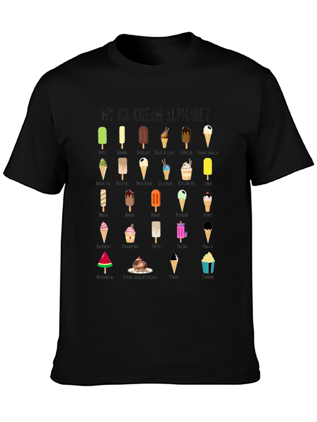 My Ice Cream Alphabet Graphic T-Shirt