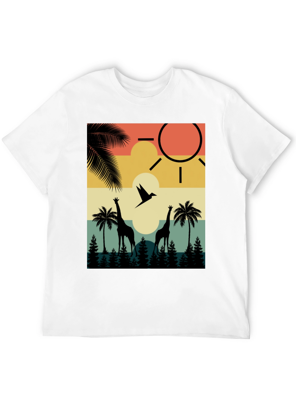 Retro Giraffe Sunset T-Shirt