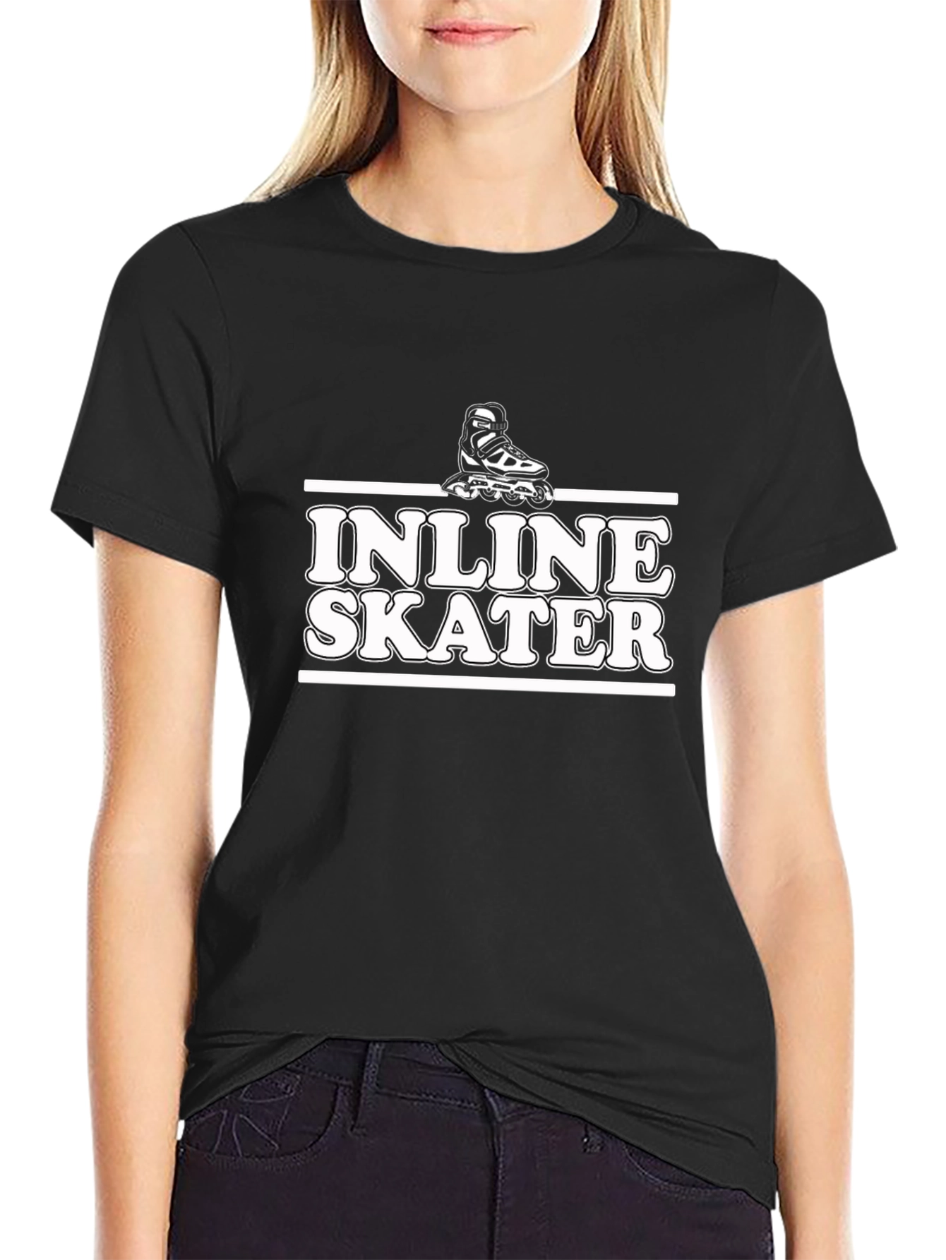 Inline Skater Graphic T-Shirt - Black Cotton Tee