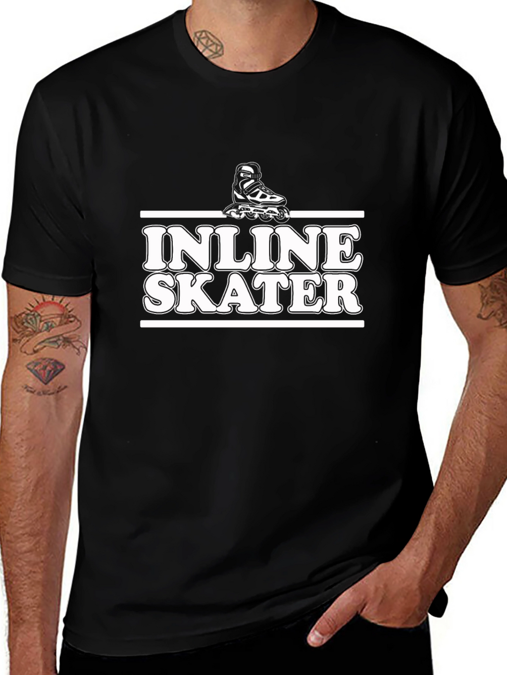 Inline Skater Graphic T-Shirt - Black Cotton Tee