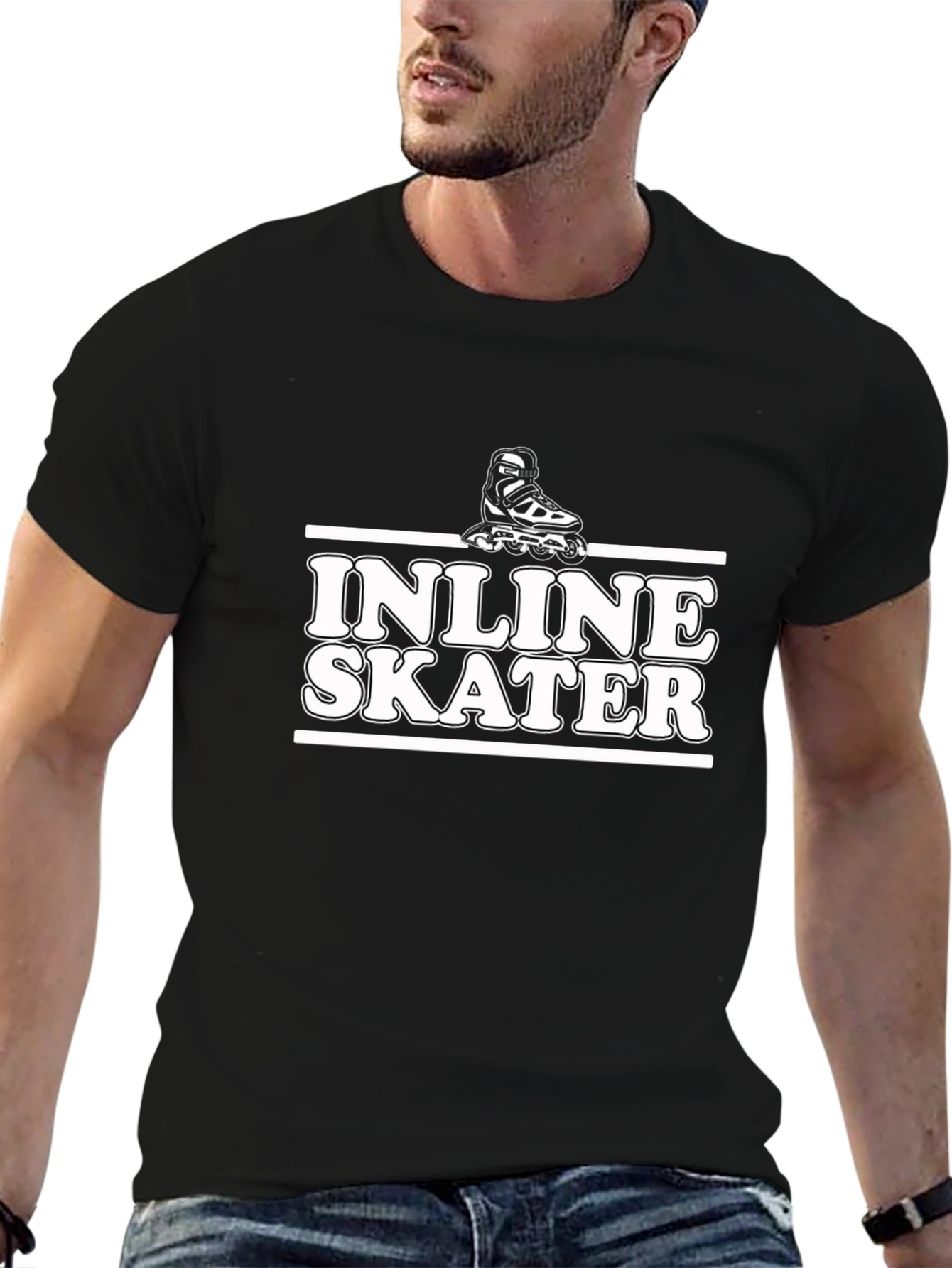 Inline Skater Graphic T-Shirt - Black Cotton Tee