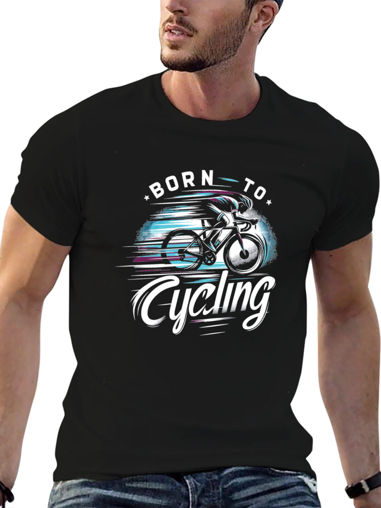 Born to Cycling Black Graphic Tee