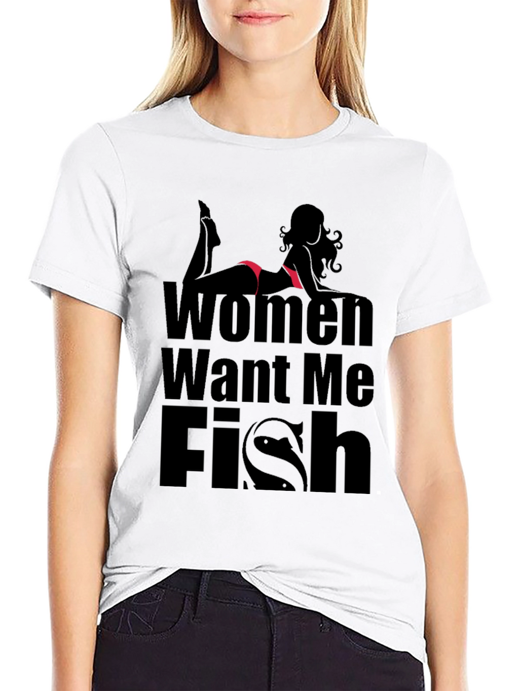 Women Want Me Fish T-Shirt - Black Novelty Tee