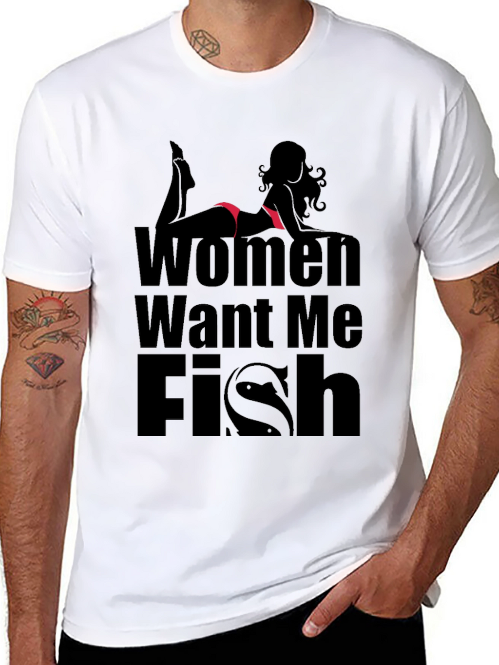 Women Want Me Fish T-Shirt - Black Novelty Tee