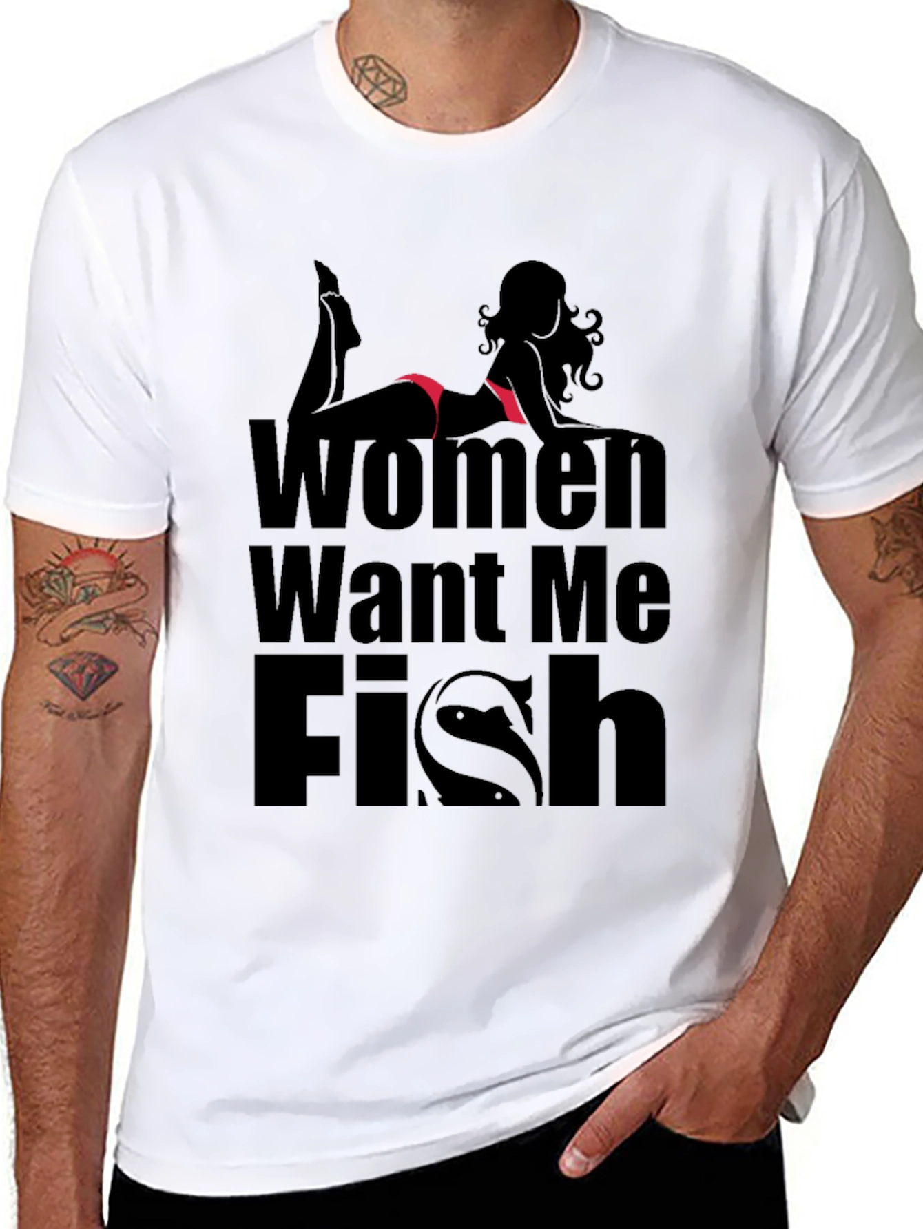 Women Want Me Fish T-Shirt - Black Novelty Tee