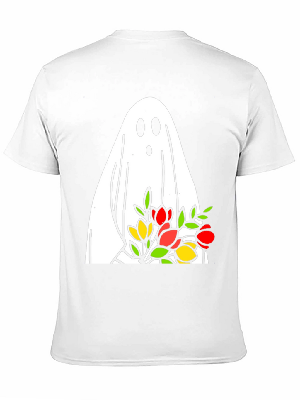 Ghost Holding Flowers Graphic T-Shirt
