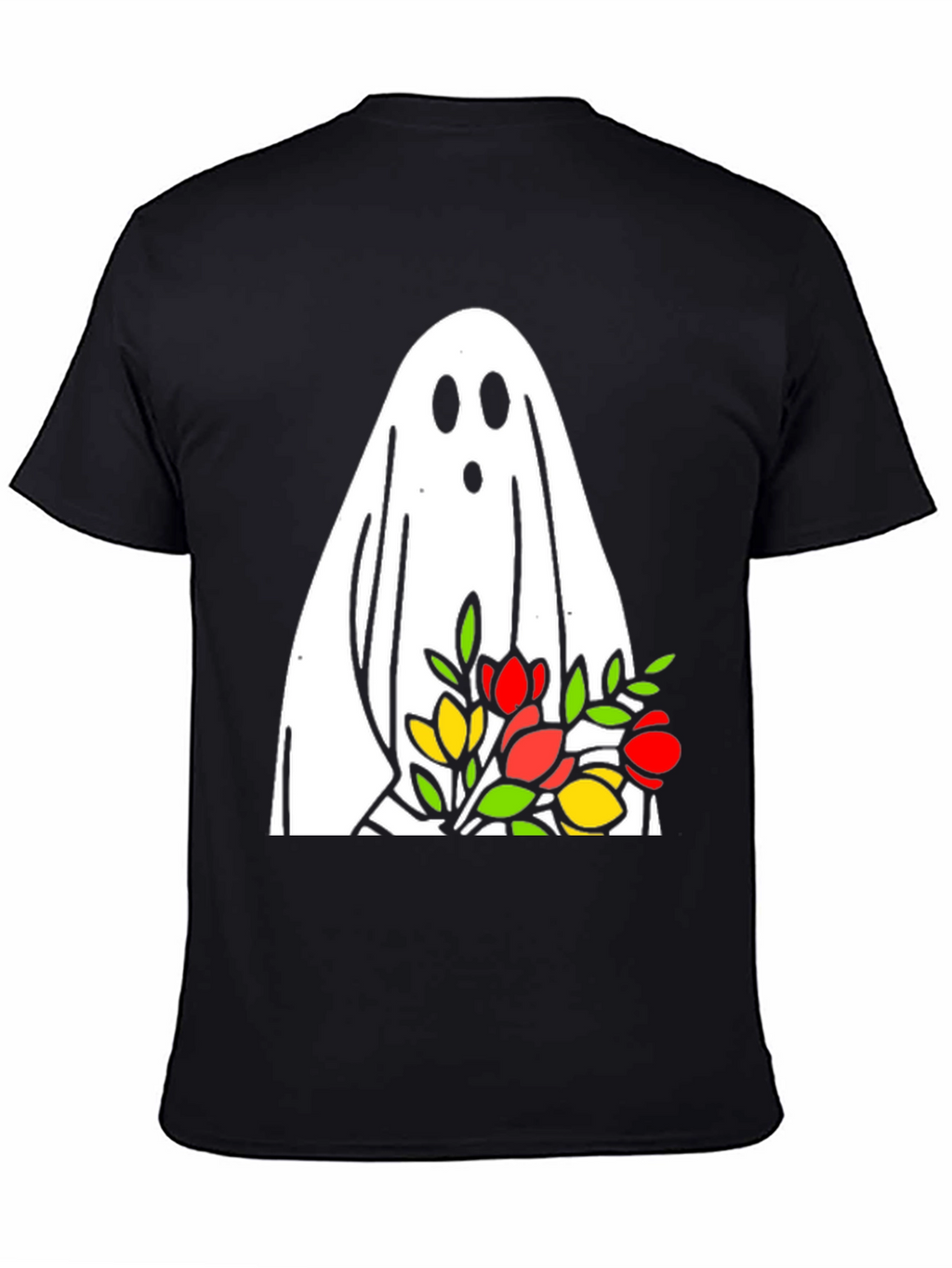 Ghost Holding Flowers Graphic T-Shirt