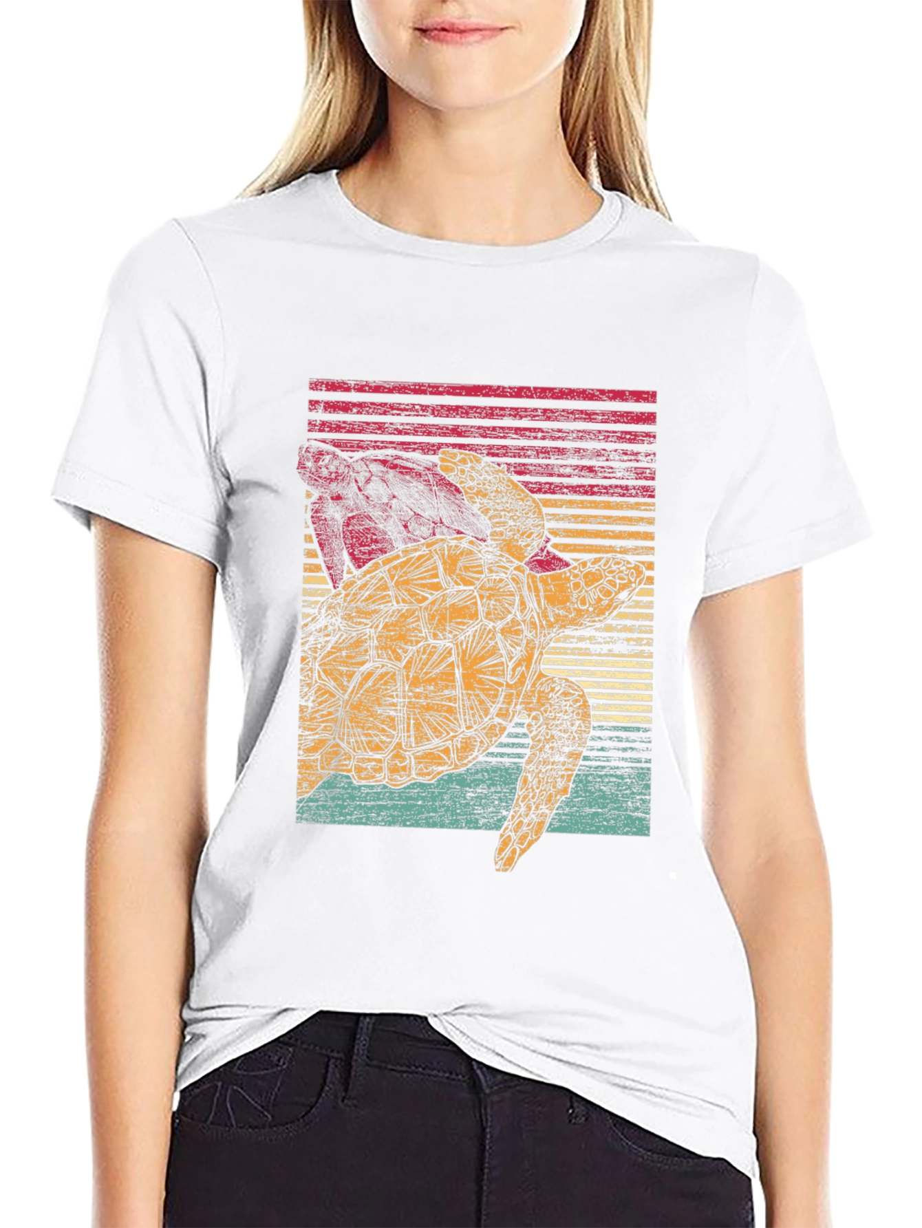 Retro Turtle Graphic Tee - Black Cotton Comfort