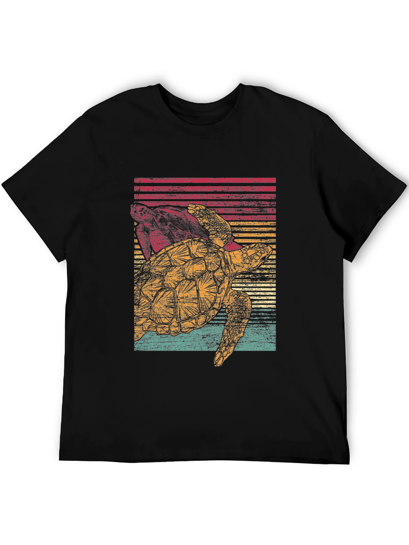 Retro Turtle Graphic Tee - Black Cotton Comfort
