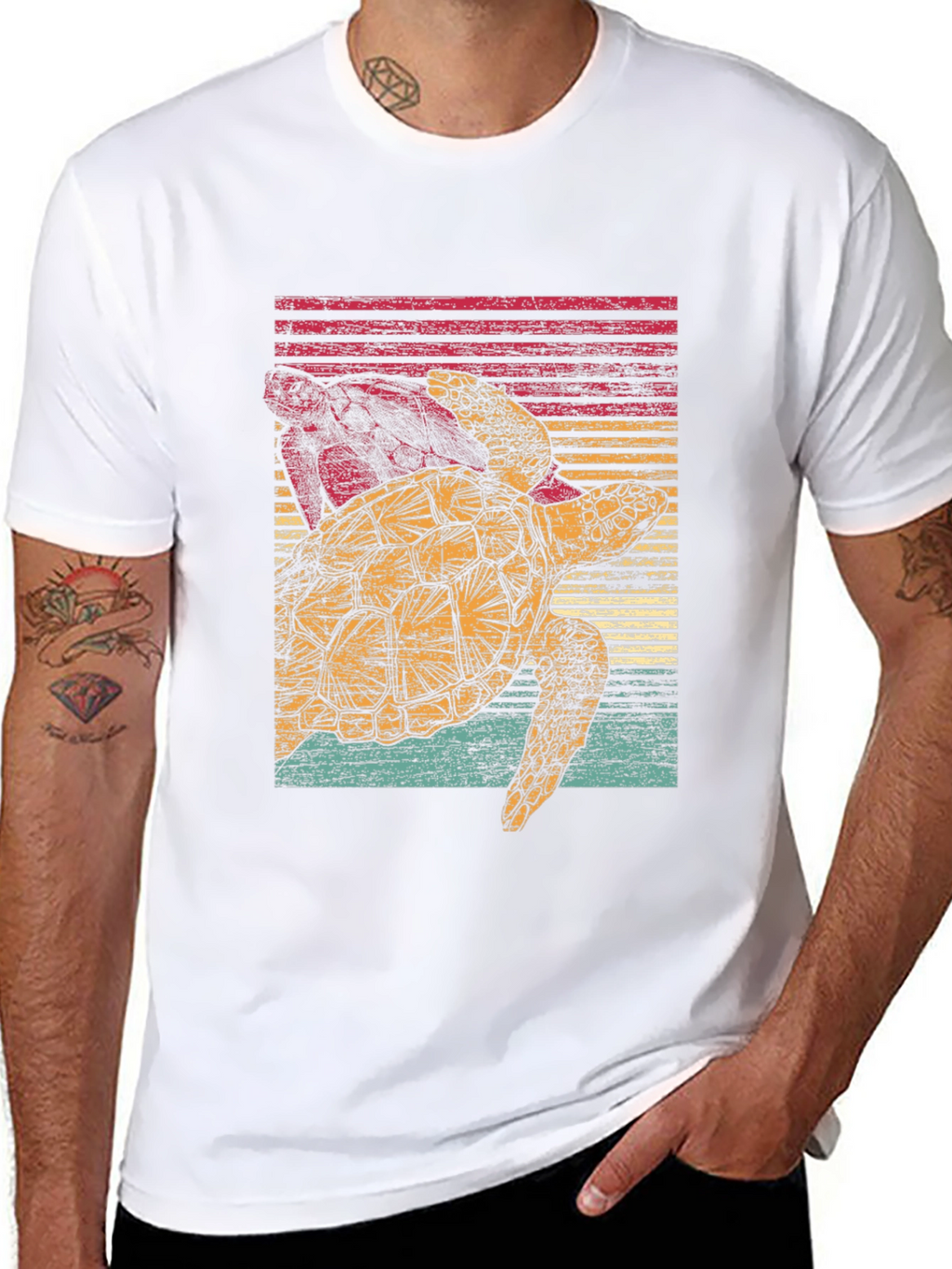 Retro Turtle Graphic Tee - Black Cotton Comfort