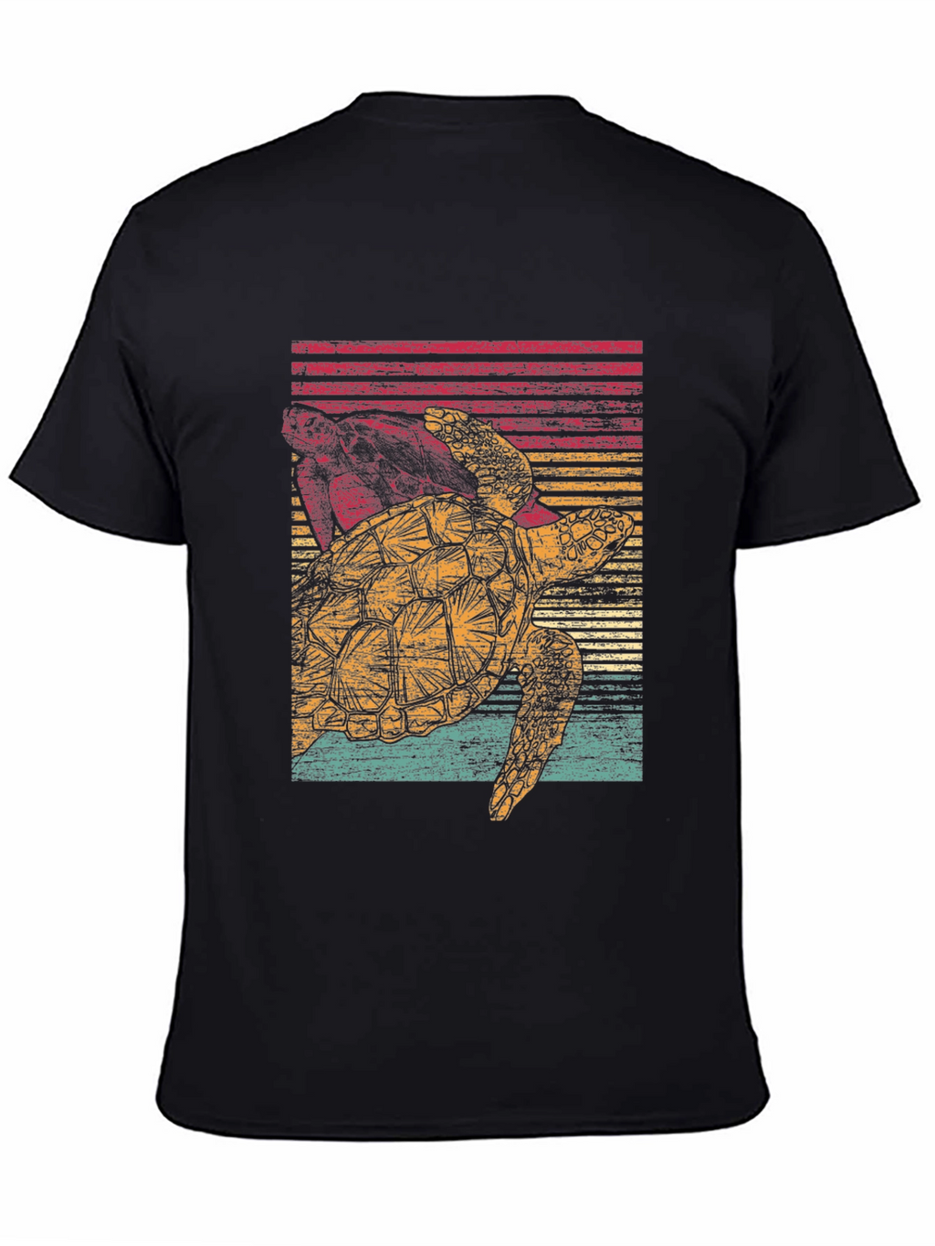 Retro Turtle Graphic Tee - Black Cotton Comfort