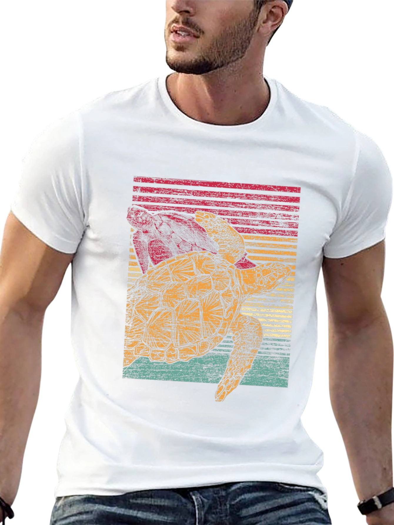 Retro Turtle Graphic Tee - Black Cotton Comfort