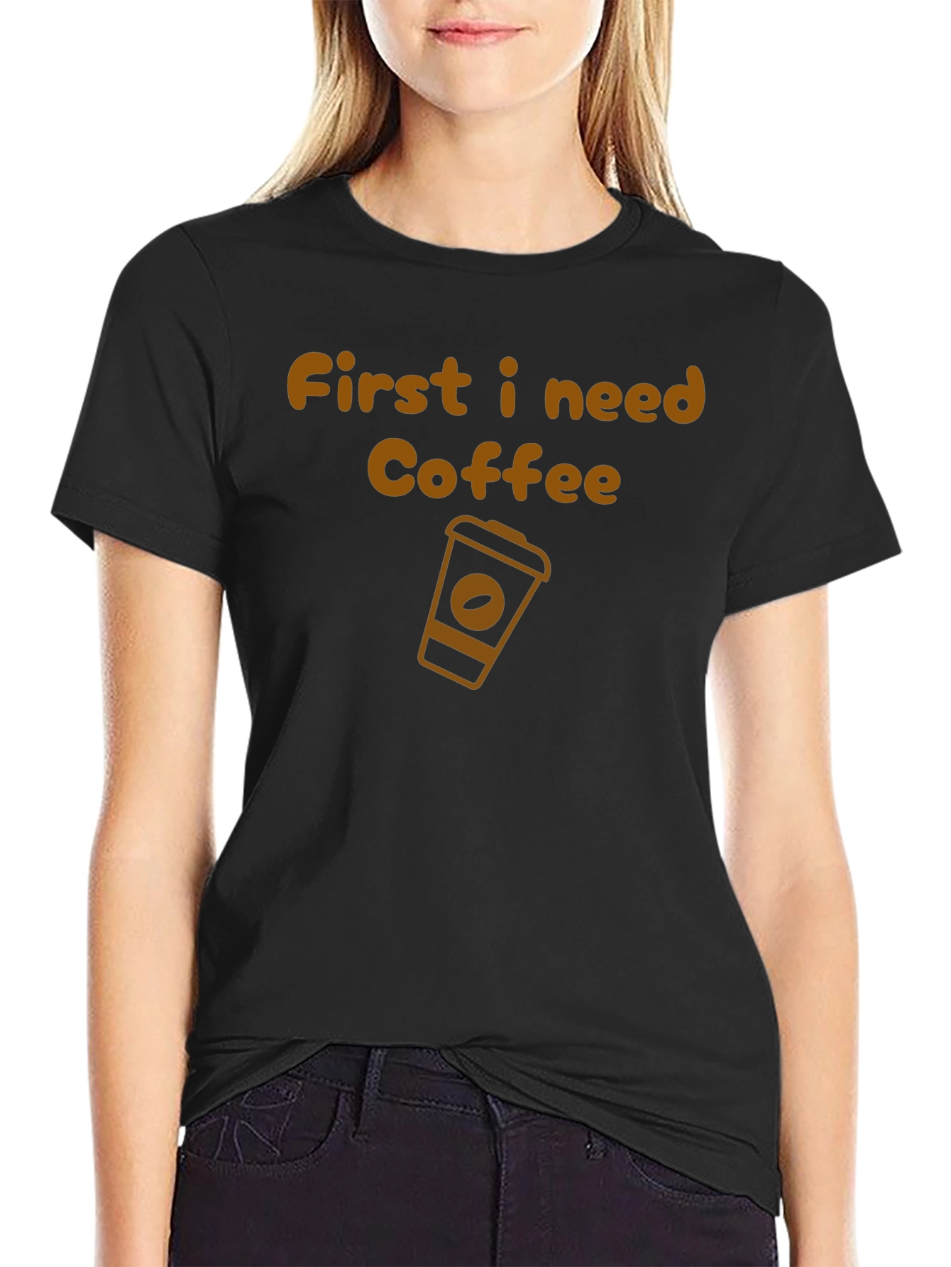 First I Need Coffee Graphic Tee - Unisex Black T-Shirt