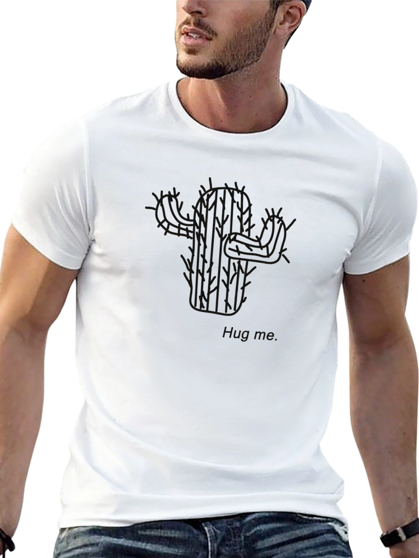 Mens Black Graphic Tee - Cactus Skull Design