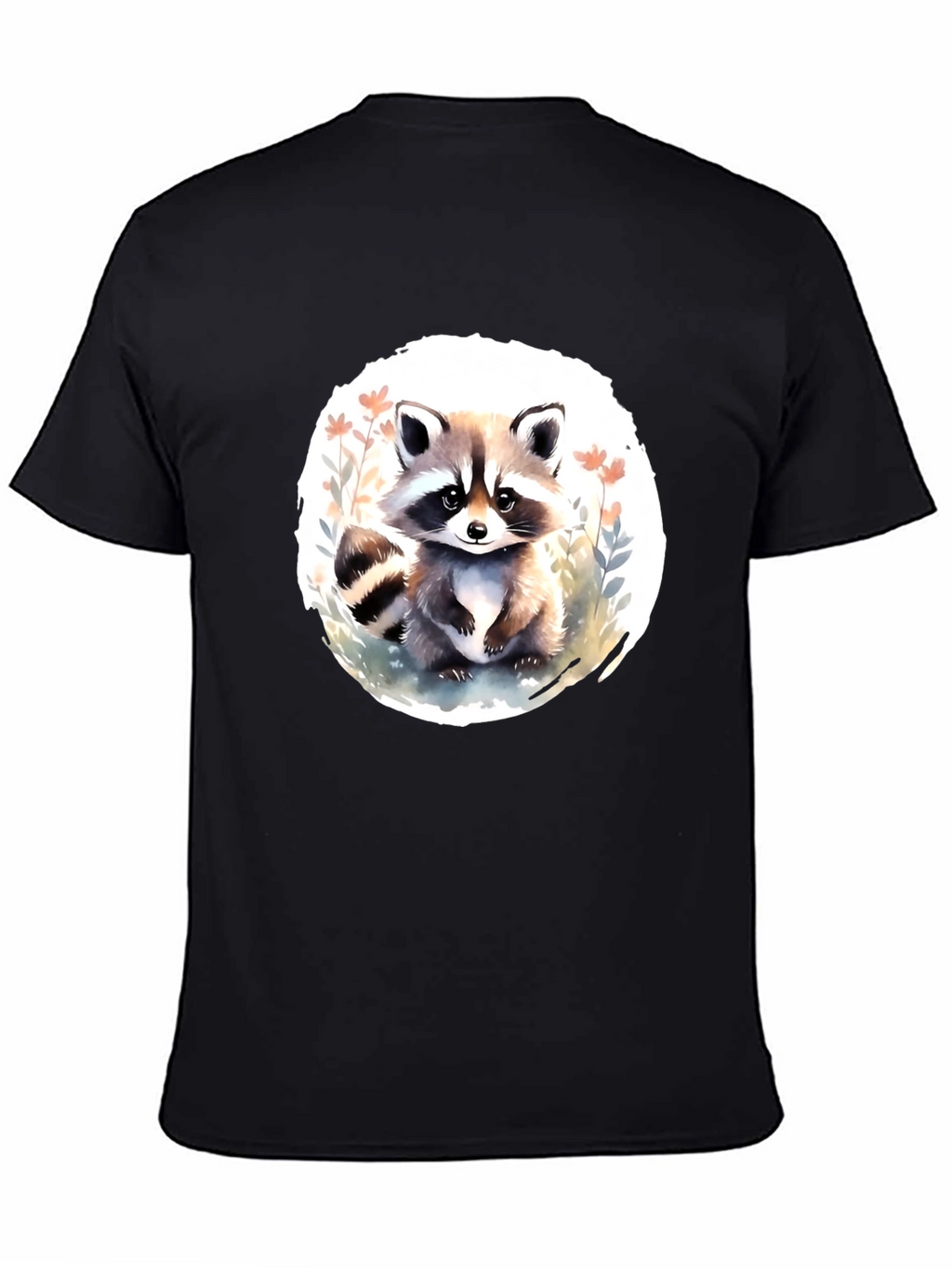 Cute Raccoon Graphic Tee - Black Casual T-Shirt