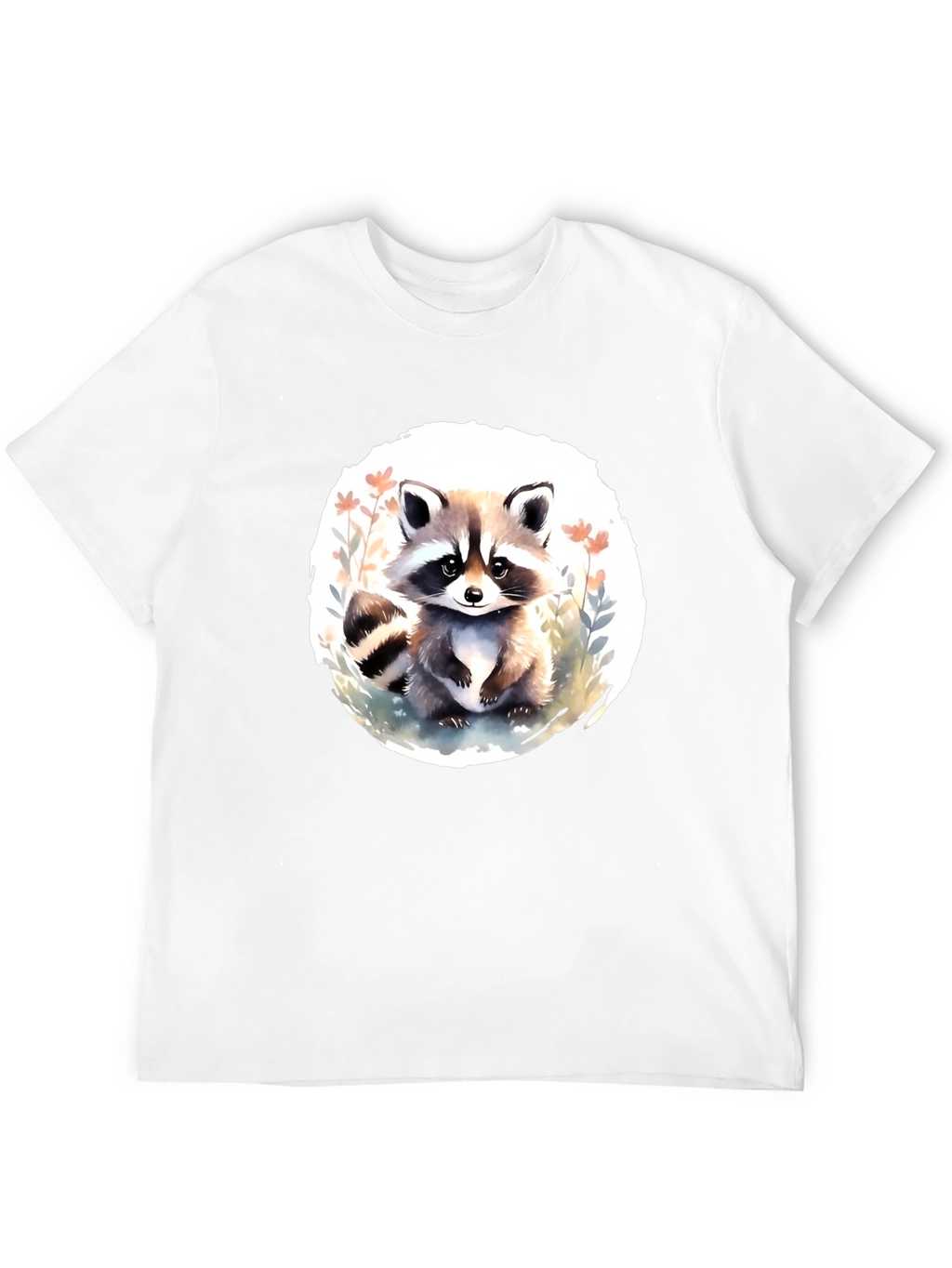 Cute Raccoon Graphic Tee - Black Casual T-Shirt