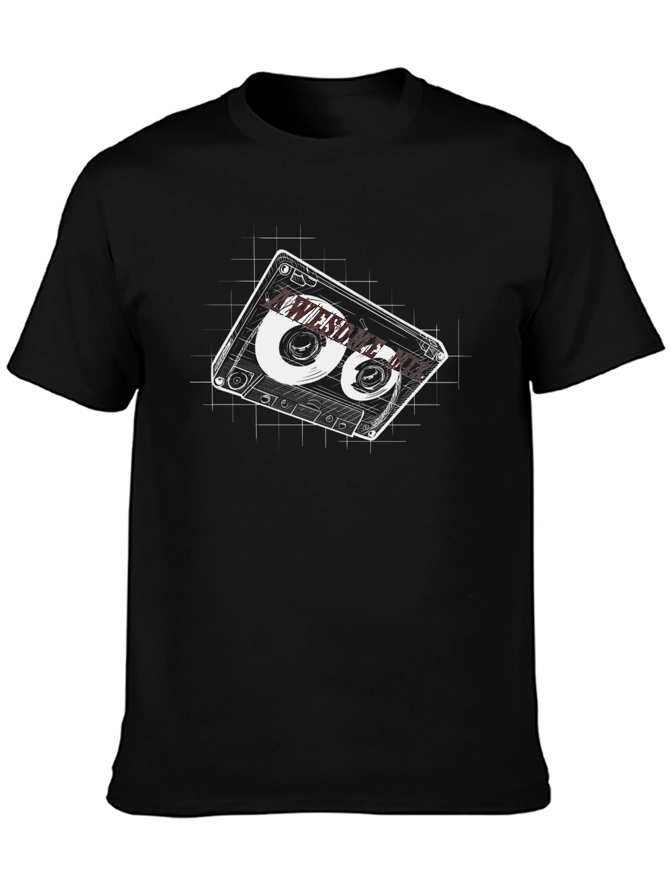 Retro Cassette Tape Graphic Tee - Black