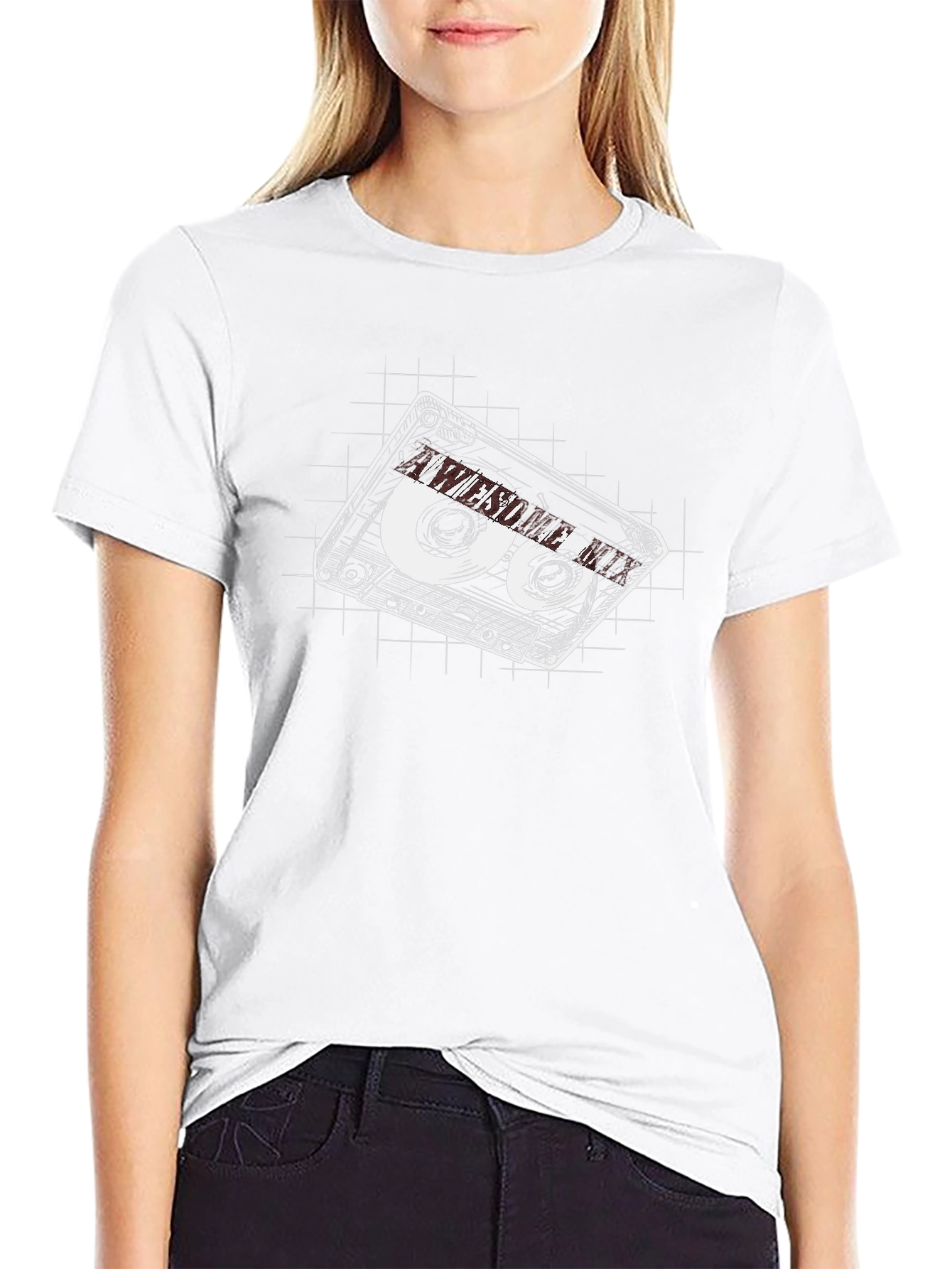 Retro Cassette Tape Graphic Tee - Black