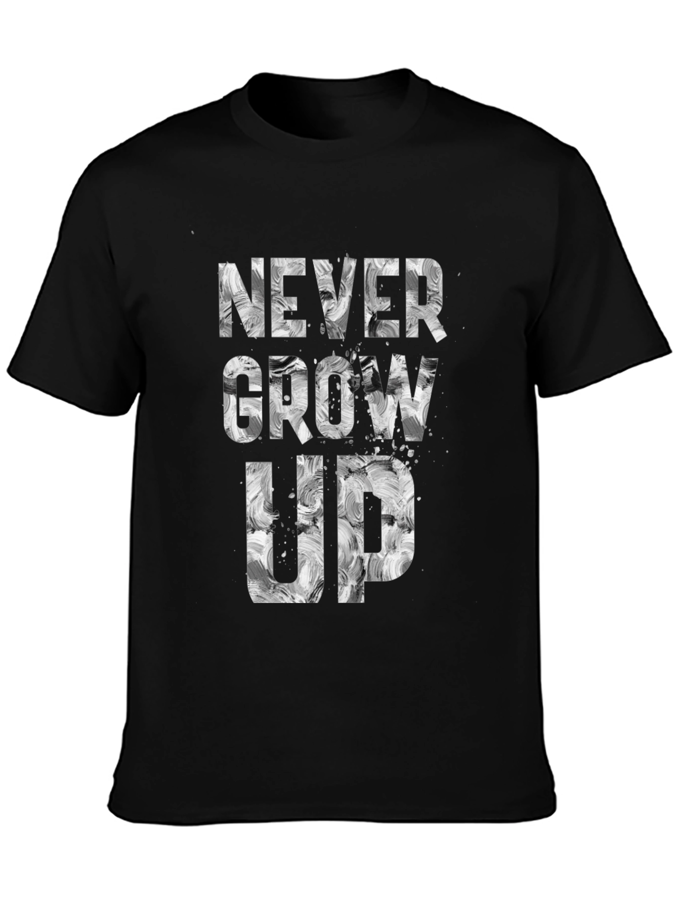 Never Grow Up Graphic Tee - Black Cotton Blend