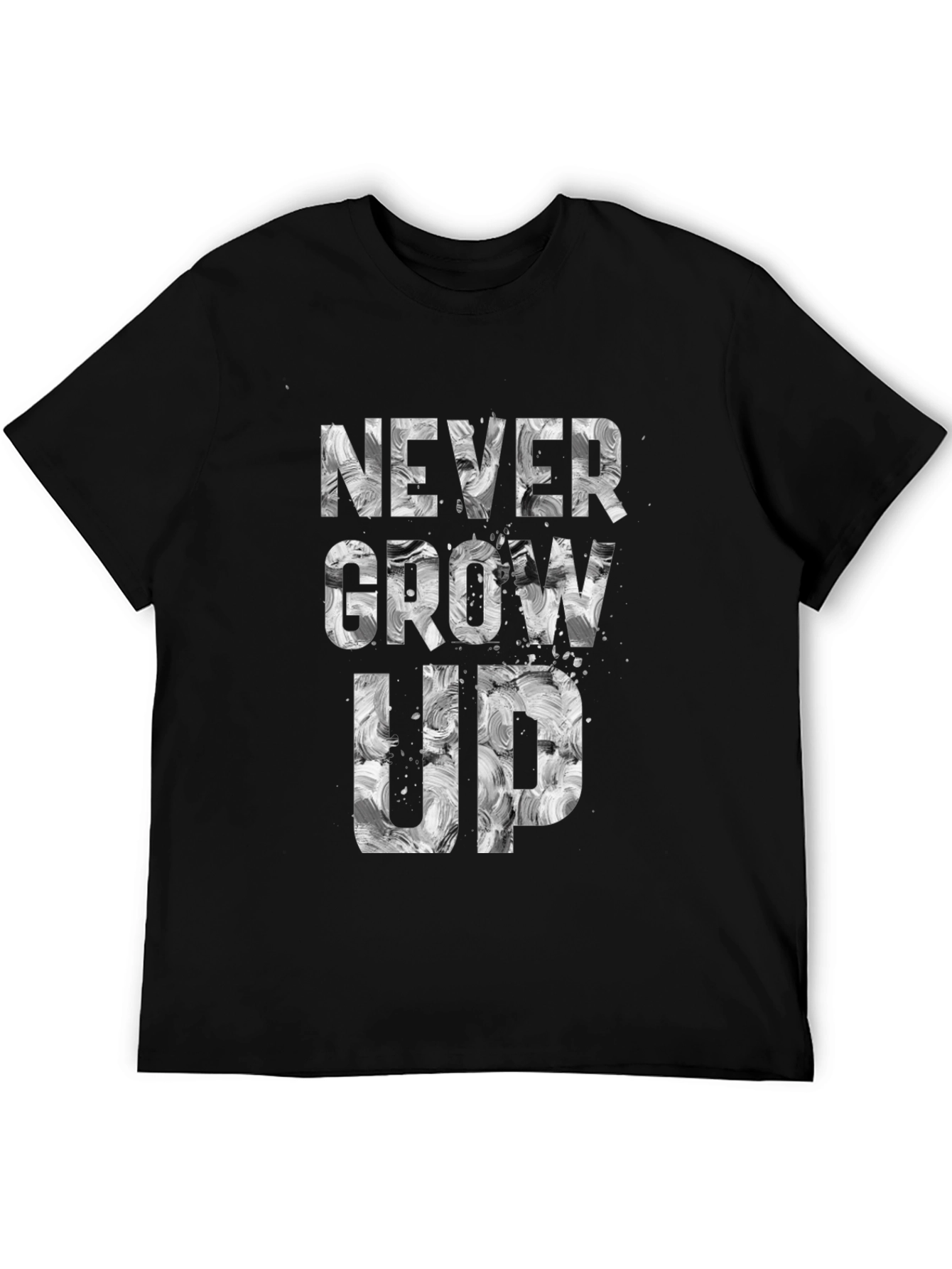 Never Grow Up Graphic Tee - Black Cotton Blend