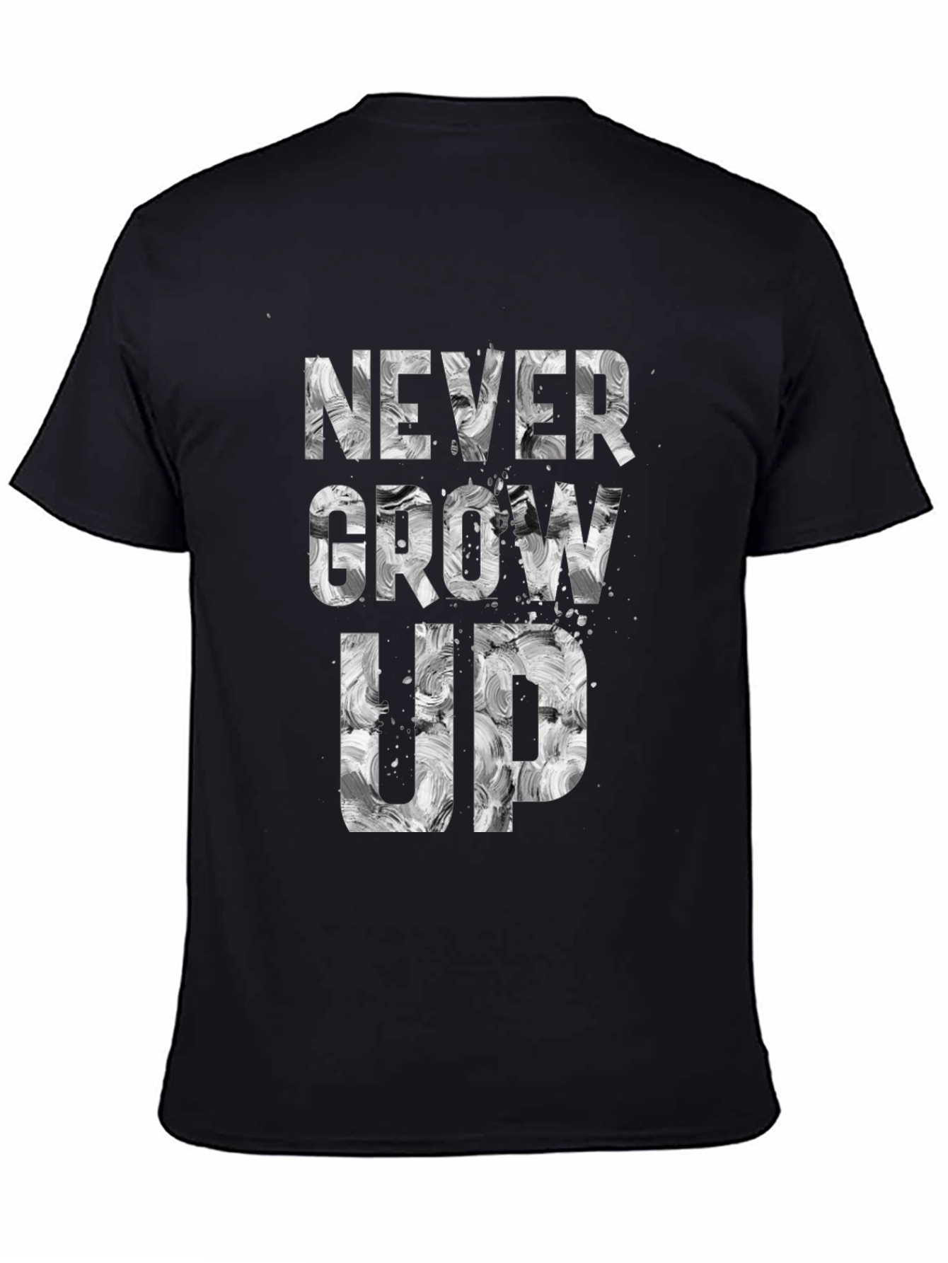 Never Grow Up Graphic Tee - Black Cotton Blend
