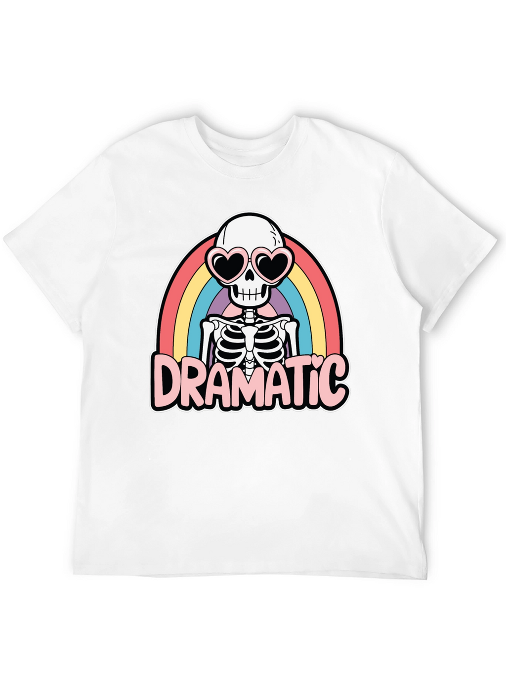 Dramatic Skeleton Rainbow Heart Sunglasses T-Shirt
