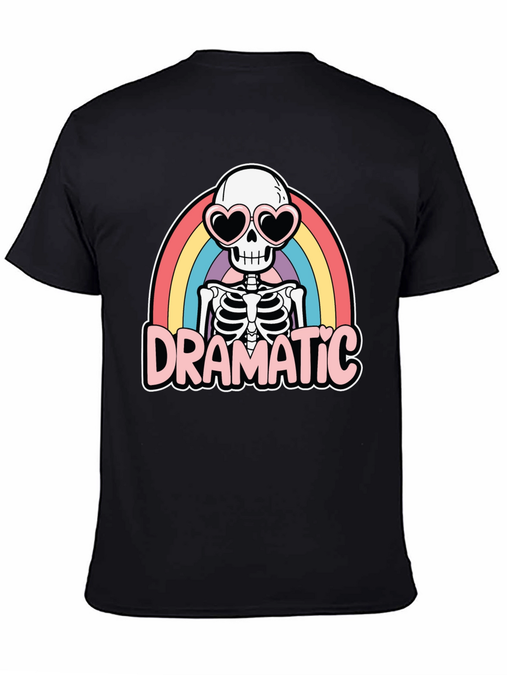 Dramatic Skeleton Rainbow Heart Sunglasses T-Shirt