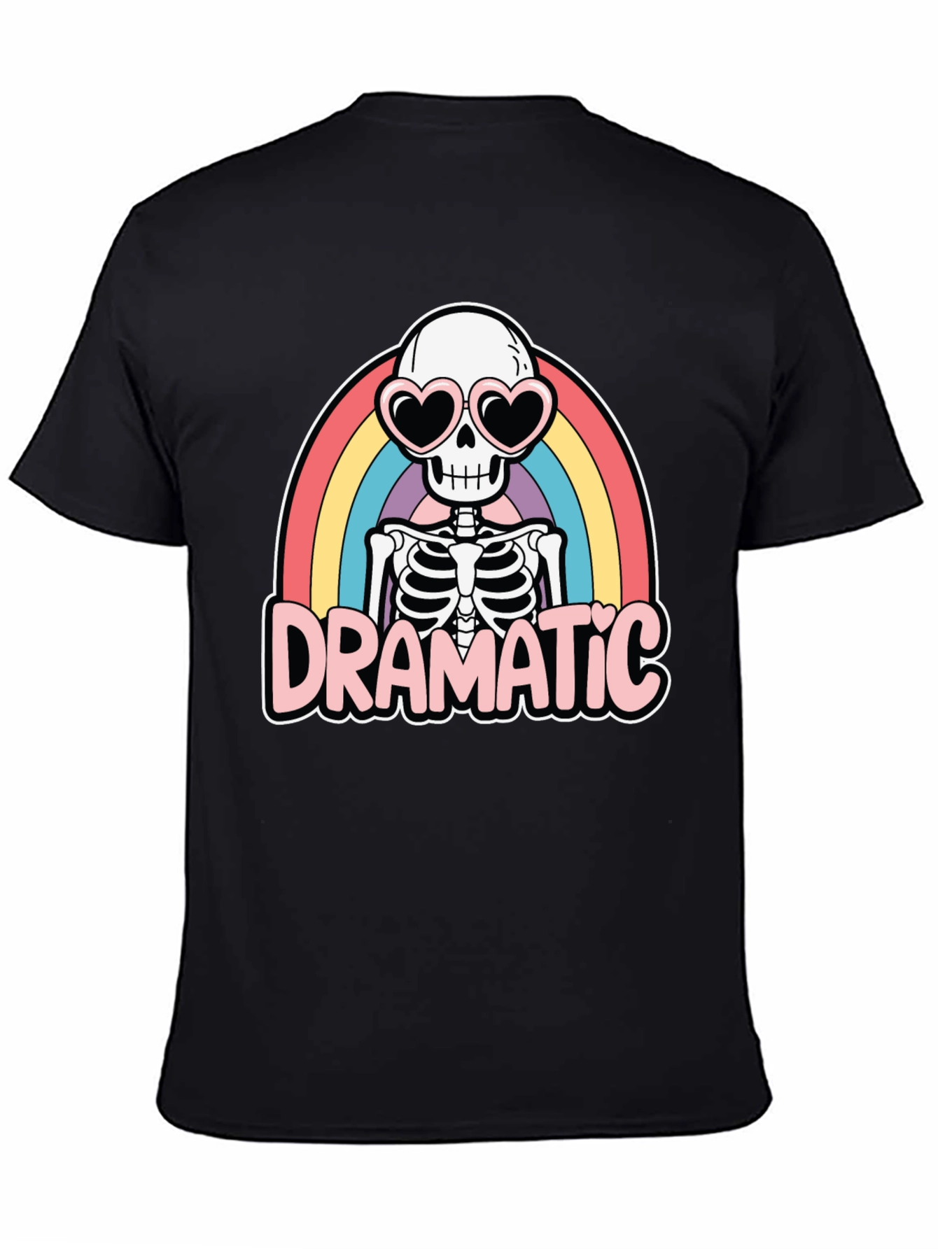 Dramatic Skeleton Rainbow Heart Sunglasses T-Shirt