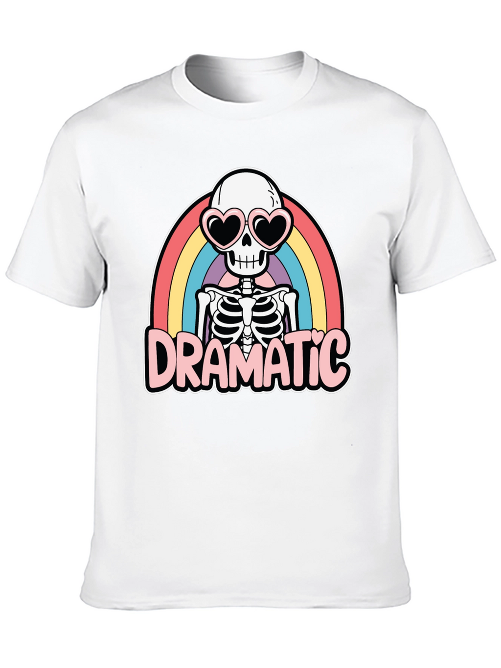 Dramatic Skeleton Rainbow Heart Sunglasses T-Shirt