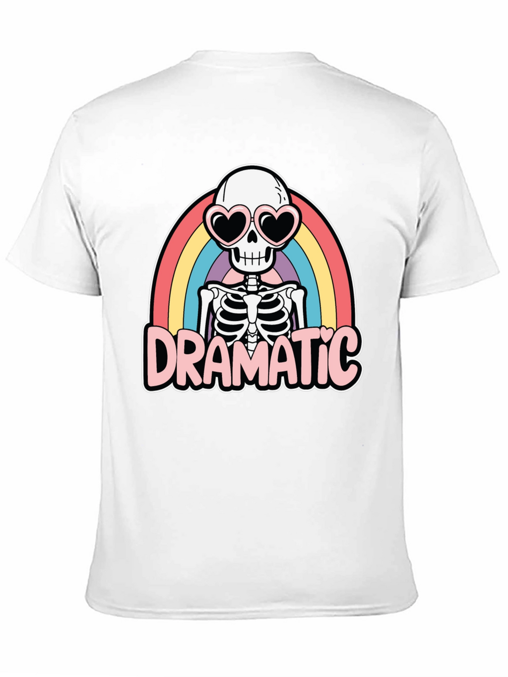 Dramatic Skeleton Rainbow Heart Sunglasses T-Shirt
