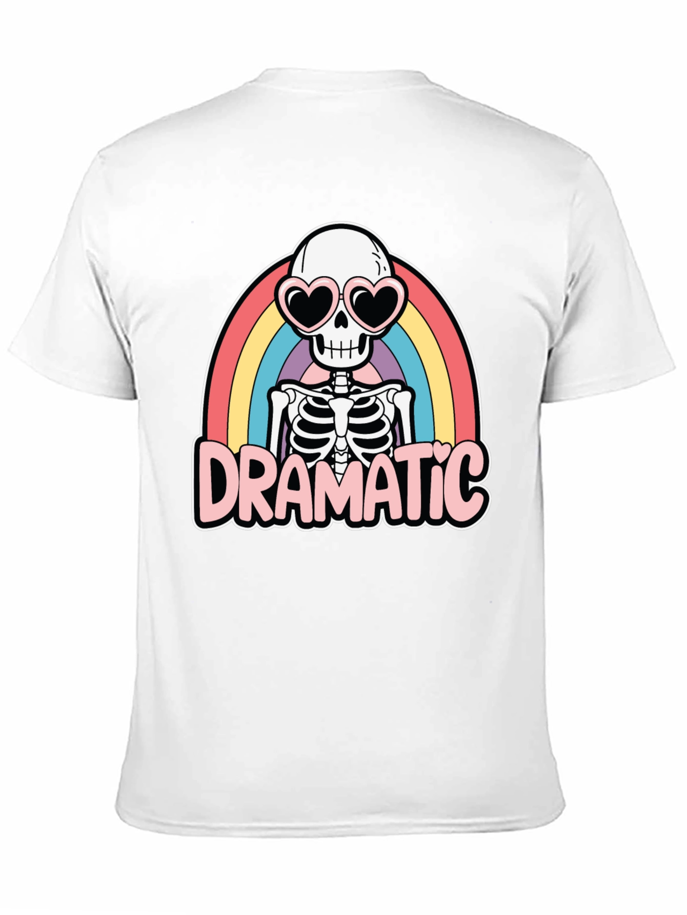 Dramatic Skeleton Rainbow Heart Sunglasses T-Shirt