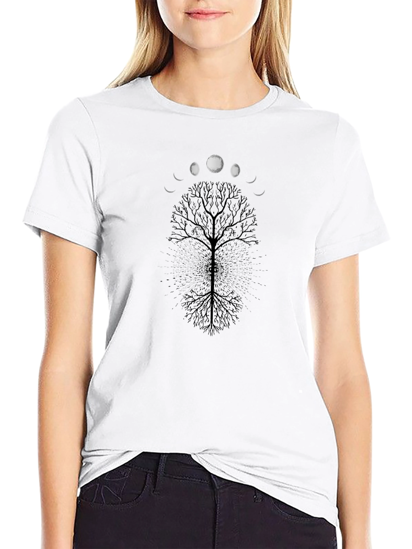 Lunar Tree Graphic Tee - Black Cotton Blend