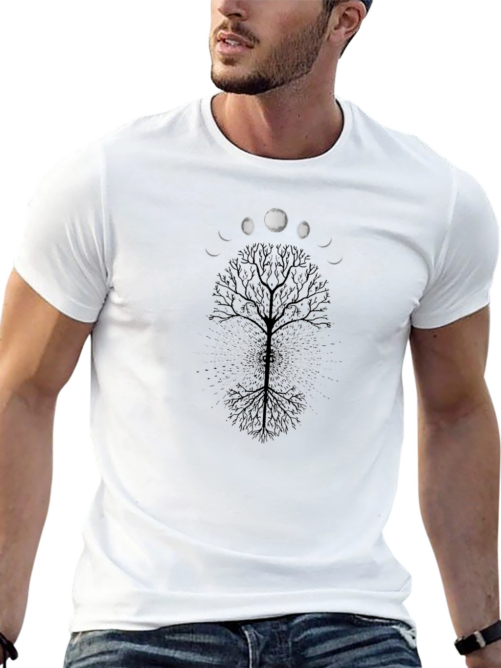 Lunar Tree Graphic Tee - Black Cotton Blend