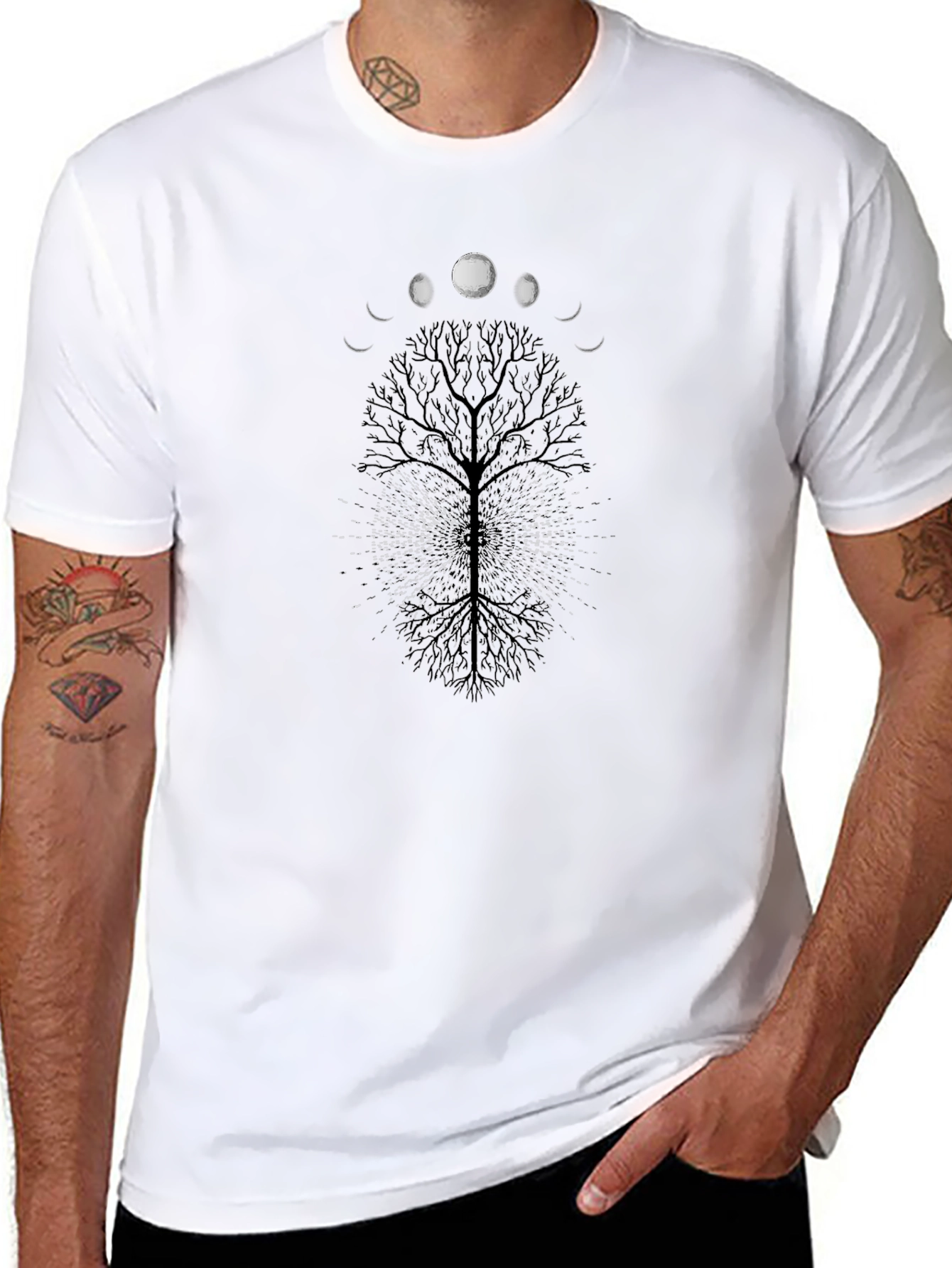 Lunar Tree Graphic Tee - Black Cotton Blend