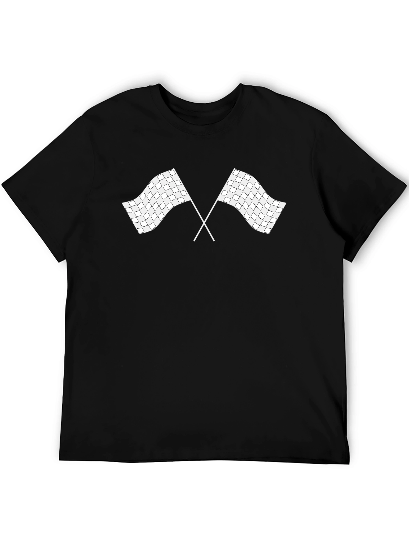 Checkered Flags Graphic Black T-Shirt
