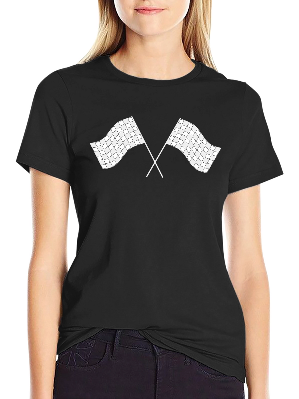Checkered Flags Graphic Black T-Shirt