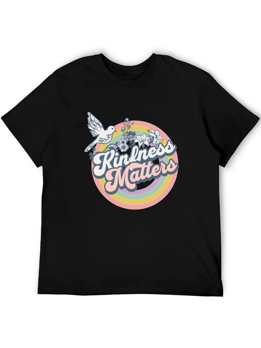 Kindness Matters Graphic T-Shirt - Retro Dove Rainbow Tee
