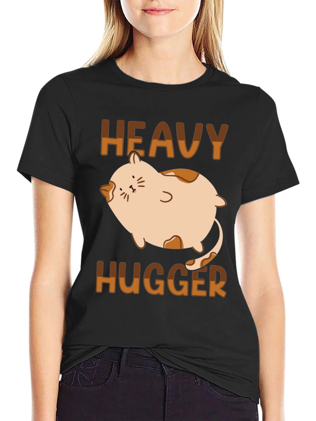 Heavy Hugger Cat T-Shirt - Cute Graphic Tee