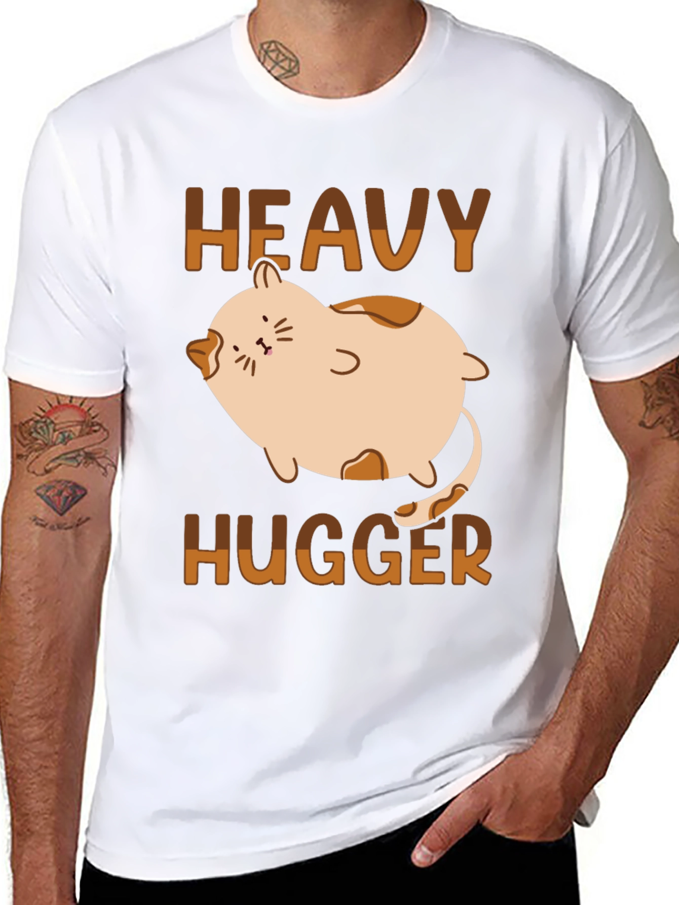 Heavy Hugger Cat T-Shirt - Cute Graphic Tee