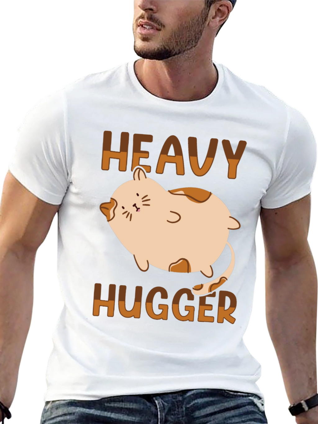 Heavy Hugger Cat T-Shirt - Cute Graphic Tee