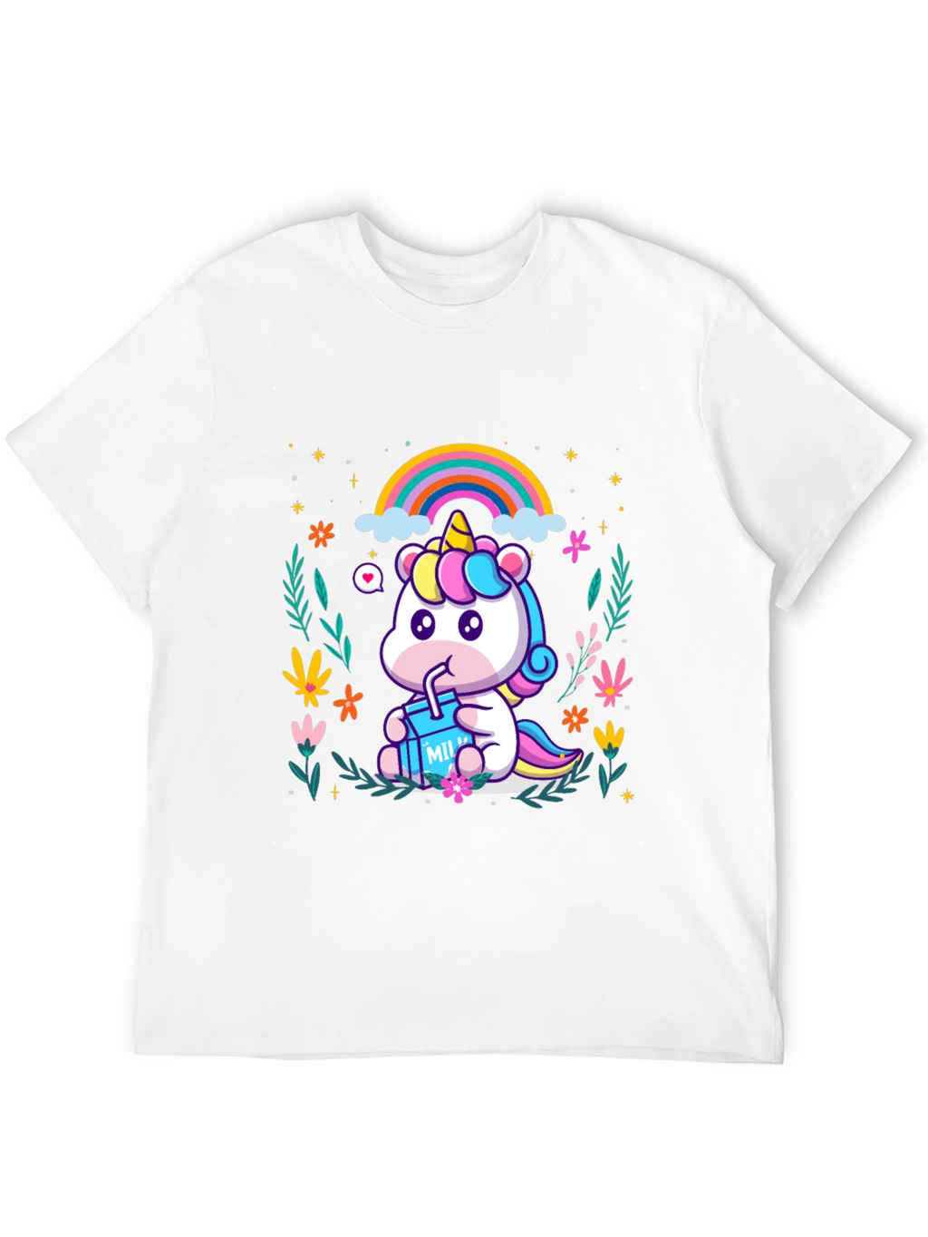 Cute Cartoon Unicorn T-Shirt - Black