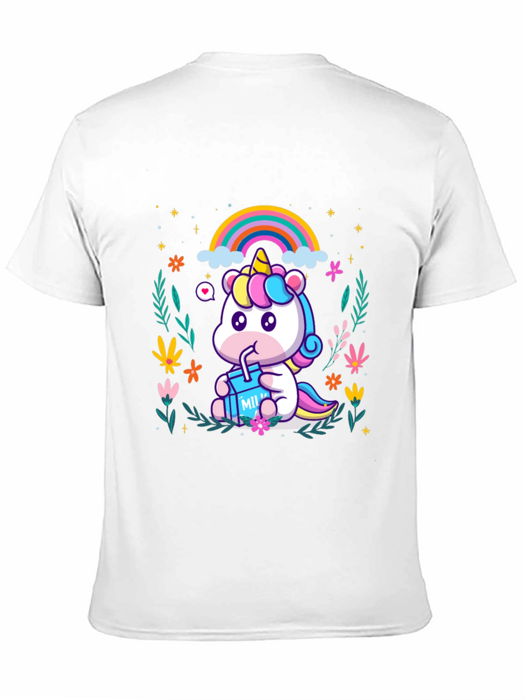Cute Cartoon Unicorn T-Shirt - Black
