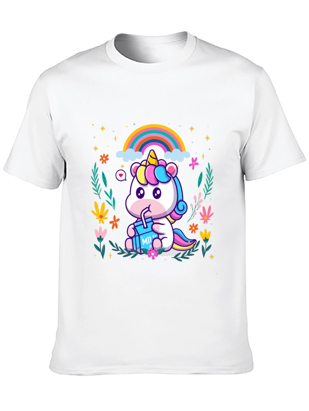 Cute Cartoon Unicorn T-Shirt - Black