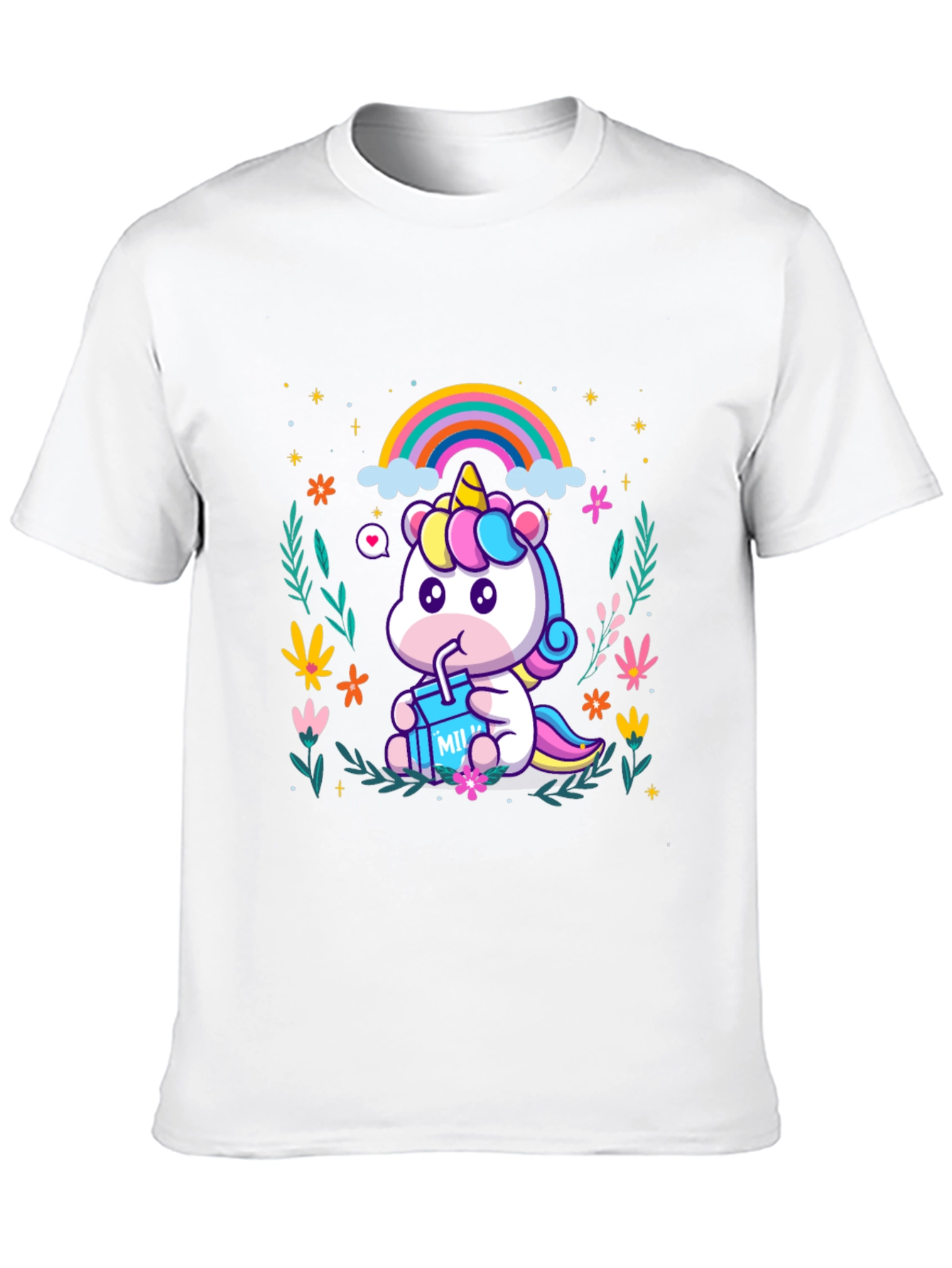 Cute Cartoon Unicorn T-Shirt - Black