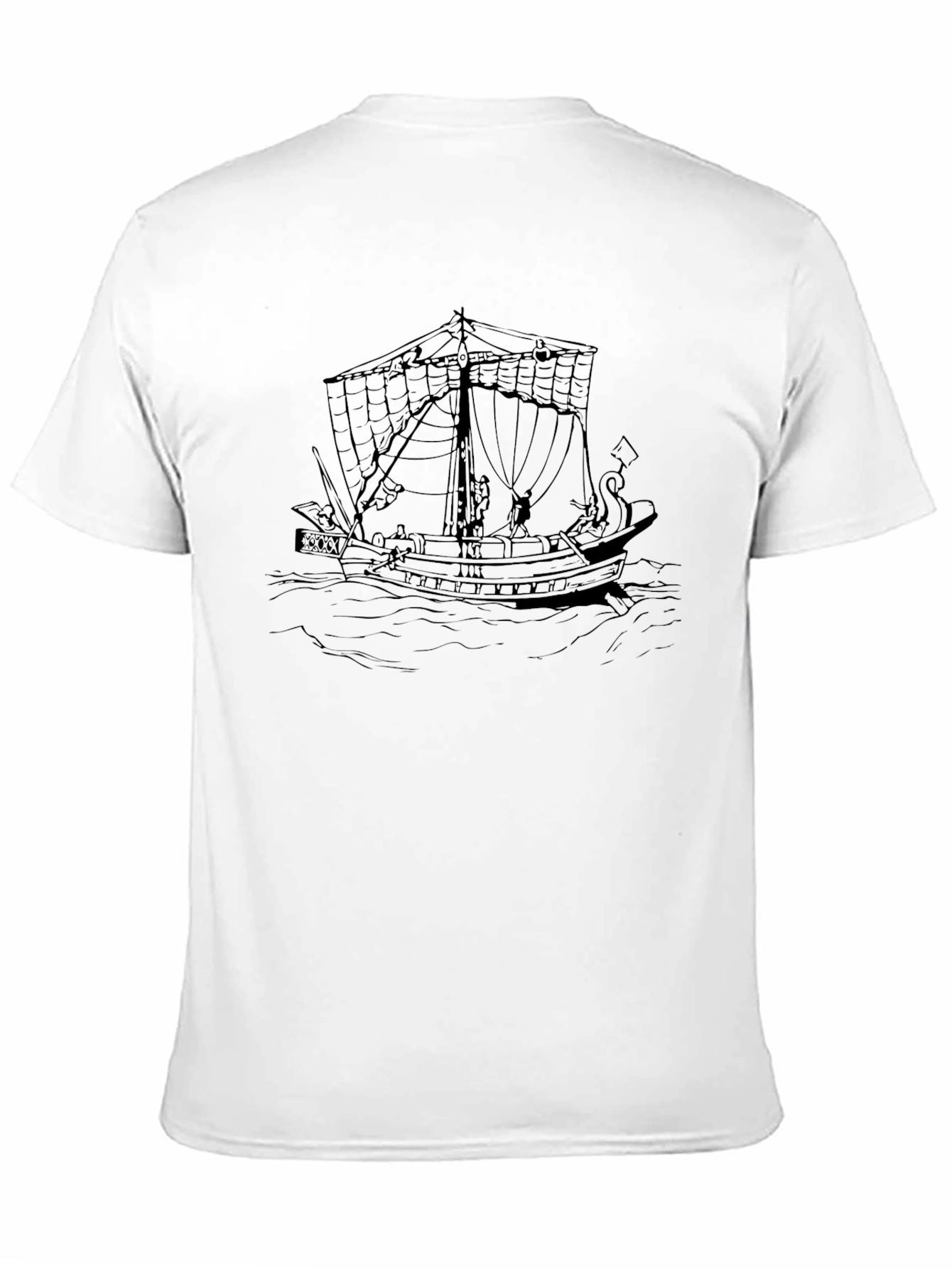 Black T-Shirt with Ship Graphic