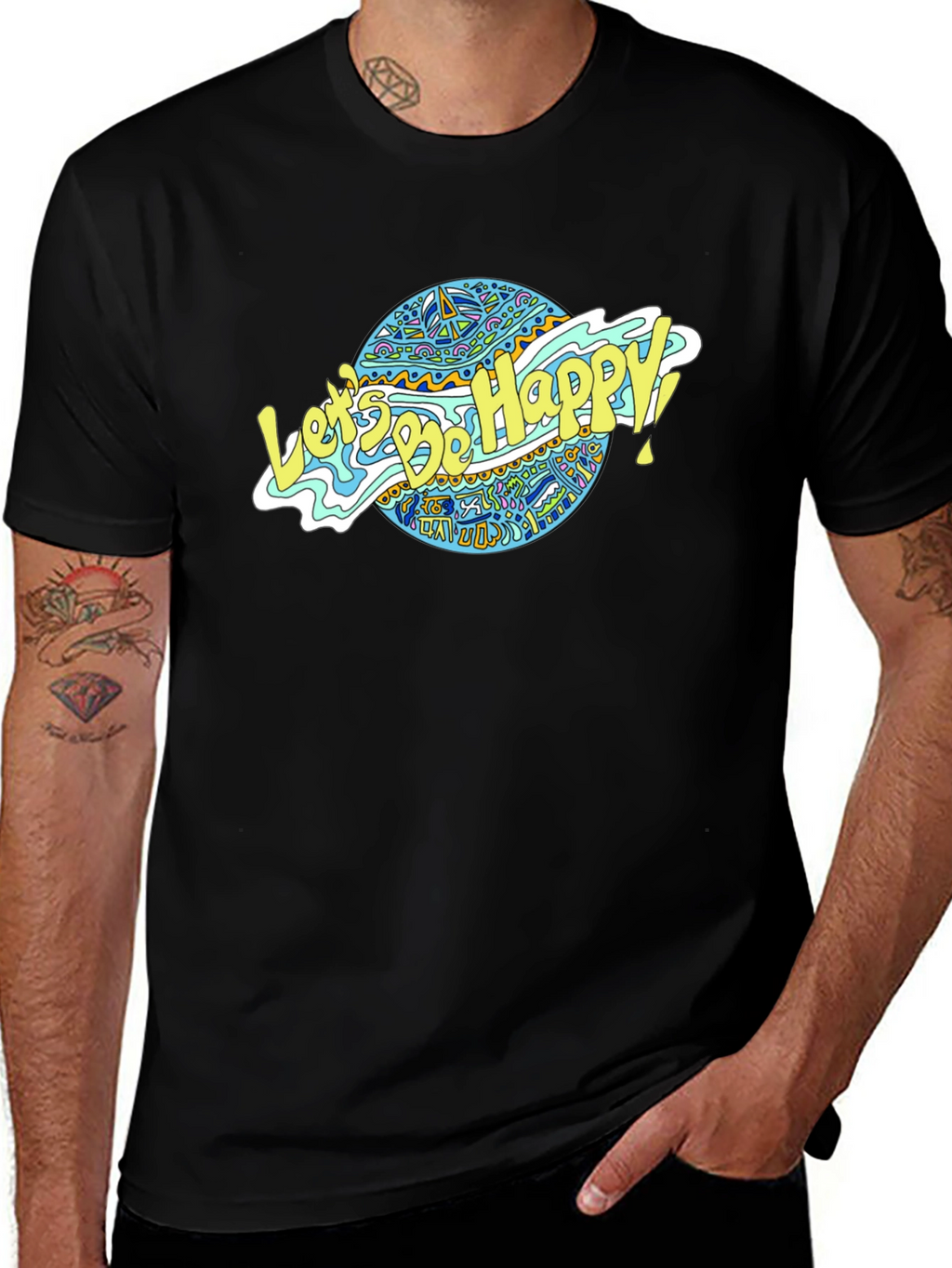 Lets Be Happy Graphic Tee - Black