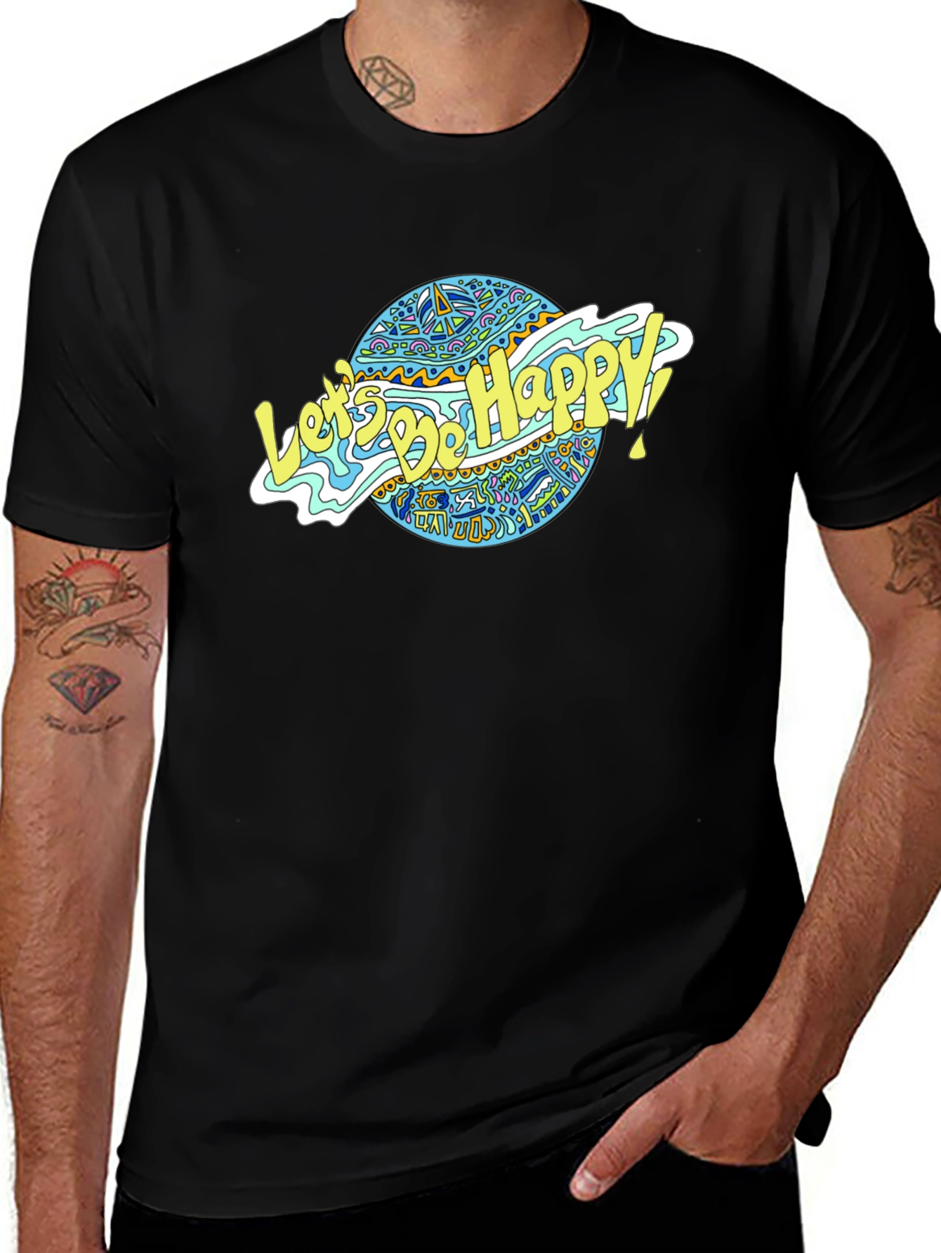 Lets Be Happy Graphic Tee - Black
